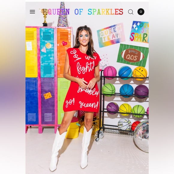 Queen of Sparkles Go Fight Win Sweater Tank Dress size Large - Picture 5 of 8